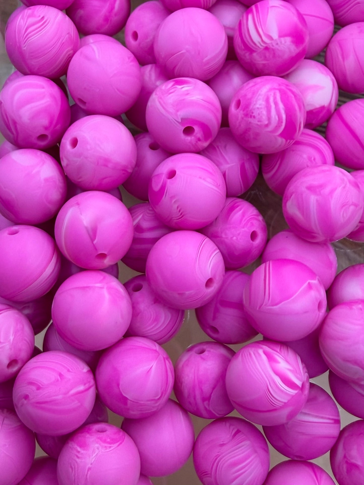 Bright Pink Swirl- Silicone Bead 15mm