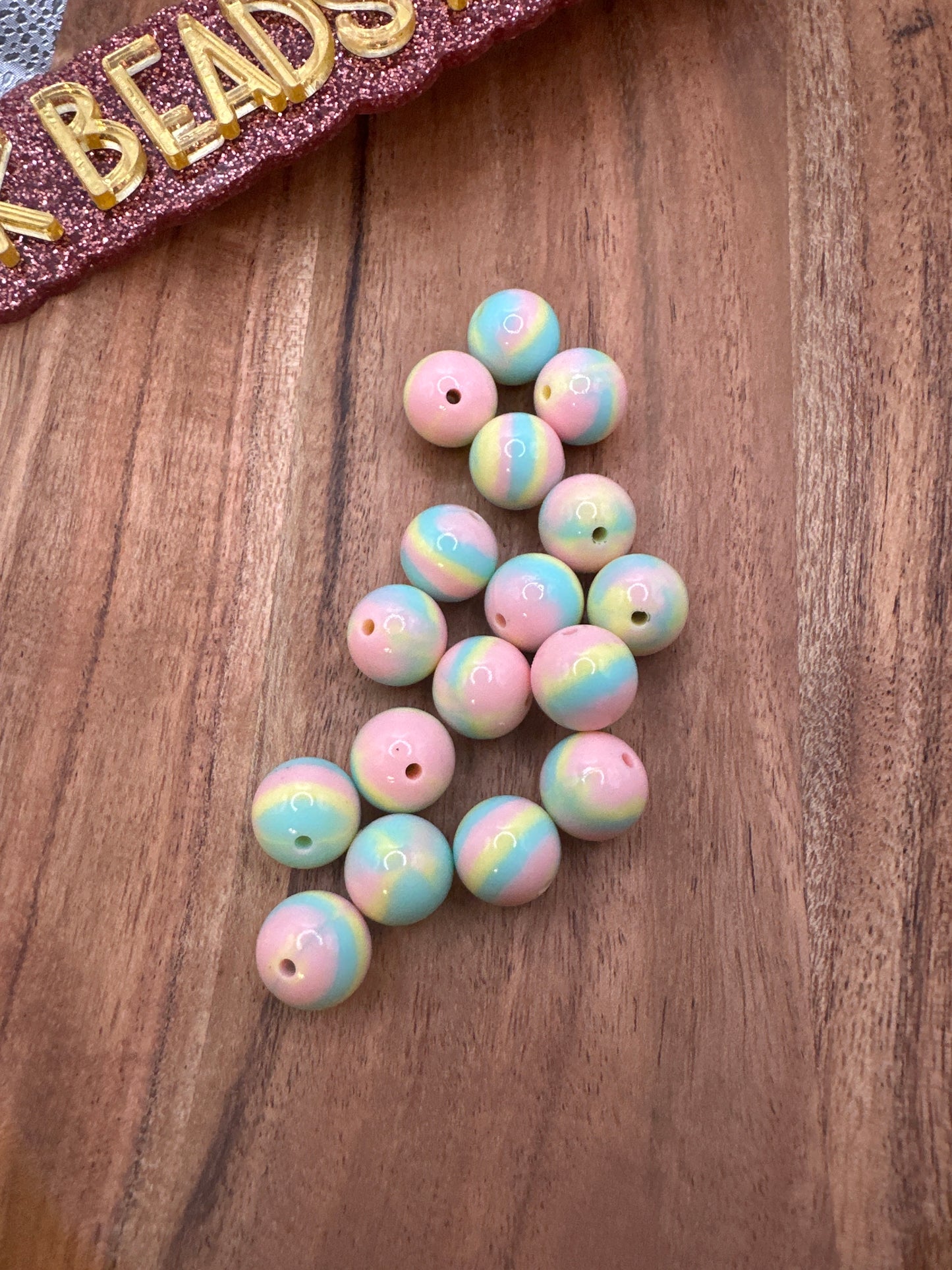 Cotton Candy Swirl- Silicone Bead 15mm