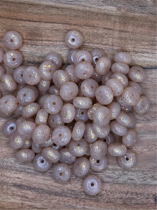 Gold- Speckle Silicone Bead Abacus 14mm