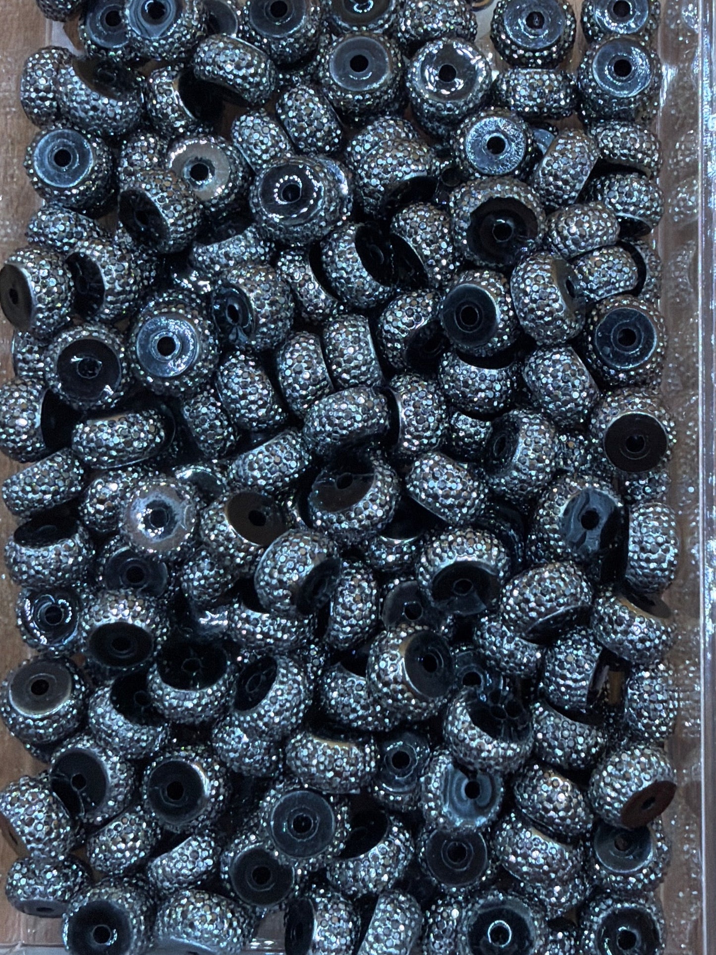 Abacus Spacer- Hematite Rhinestone