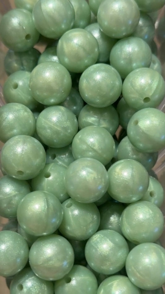 Kiwi Shimmers- Opal Silicone Bead 15mm