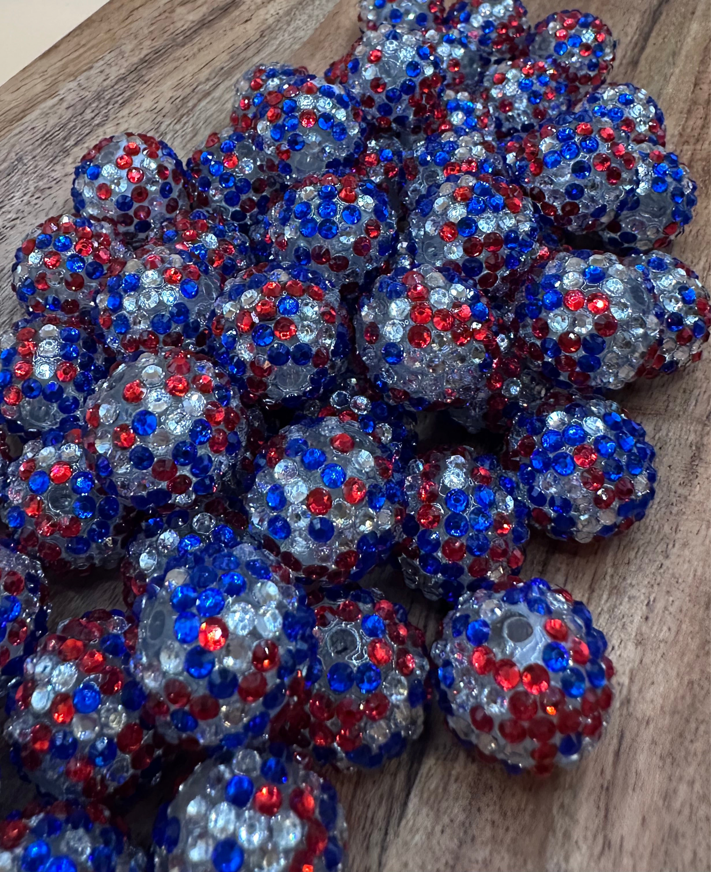 Red, White, and Blue- Rhinestone Acrylic 20mm