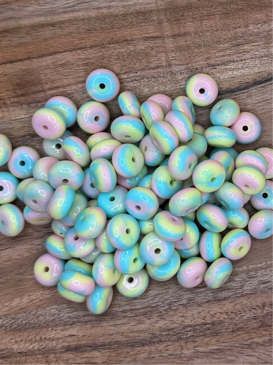 Cotton Candy Swirl- Silicone Bead Abacus 14mm