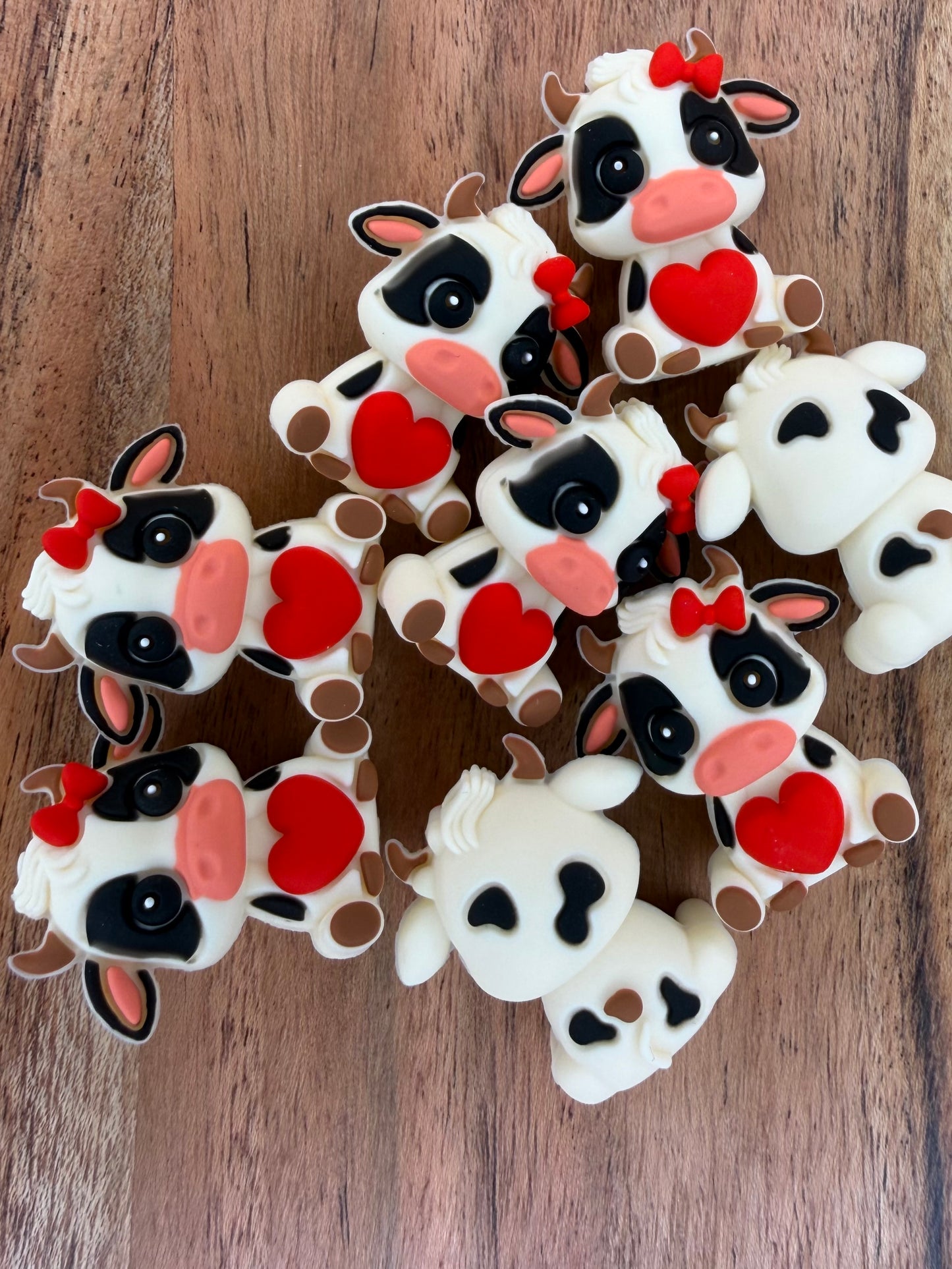 Cow with Hearts- Silicone Focal Bead