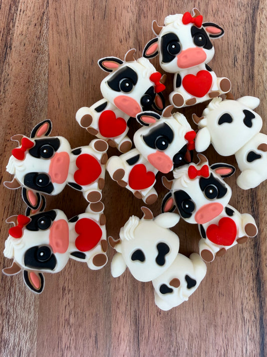 Cow with Hearts- Silicone Focal Bead