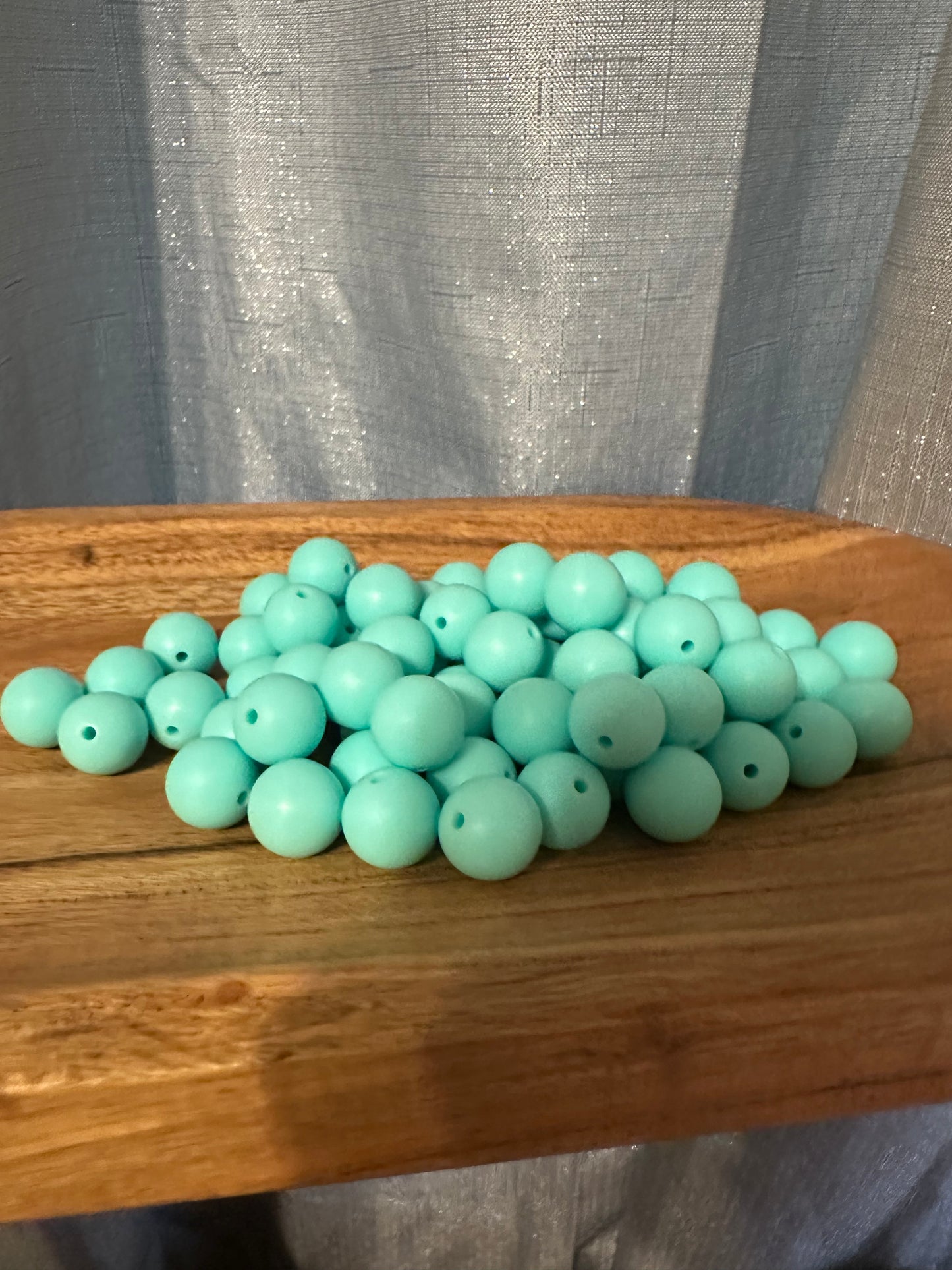 Cyan- Solid Silicone Bead 15mm
