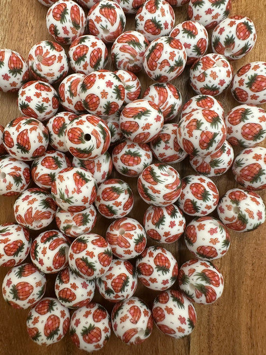 Strawberry Disco-  Silicone Bead 15mm
