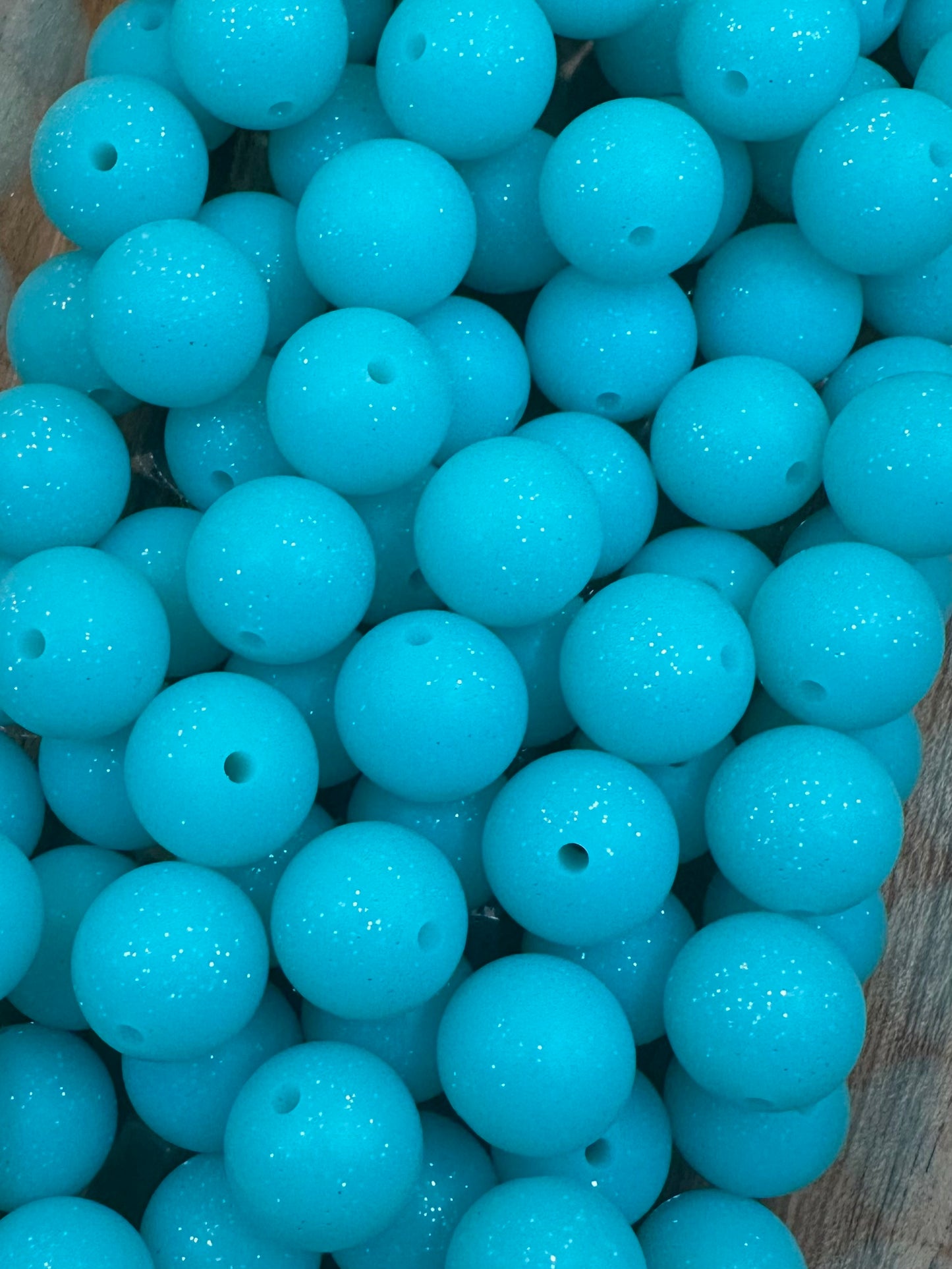 Baby Blue- Glitter Silicone Bead 15mm
