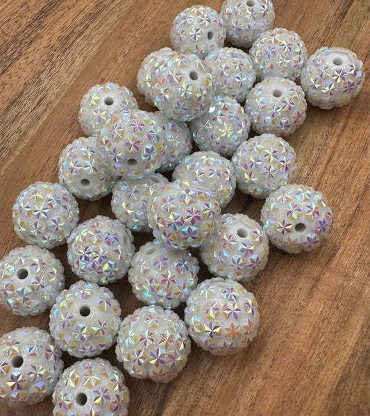 White Stars- Rhinestone Acrylic 20mm