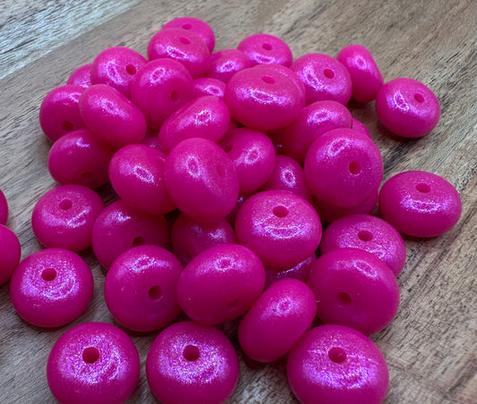 Hot Pink Opal- Silicone Bead Abacus 14mm