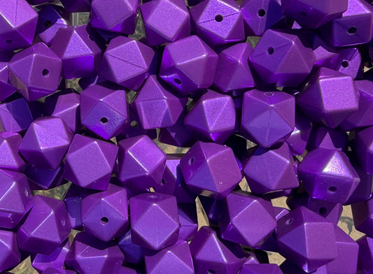 Dark Purple Shimmer-  Hexagon Silicone Bead 15mm