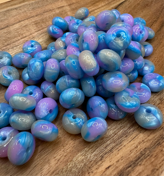 Mermaid- Glitter Silicone Bead Abacus 14mm