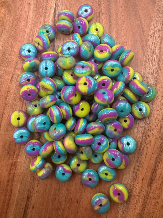 Electric Swirl- Silicone Bead Abacus 14mm