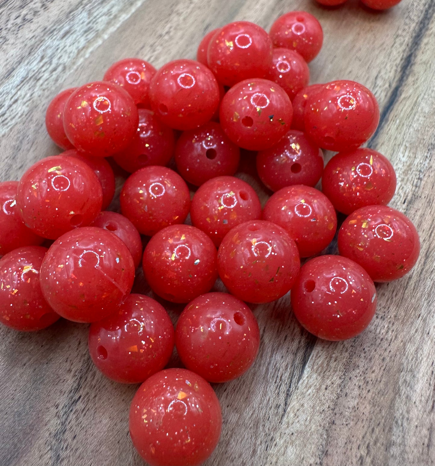 Red Glitz- Glitter Silicone Bead 15mm