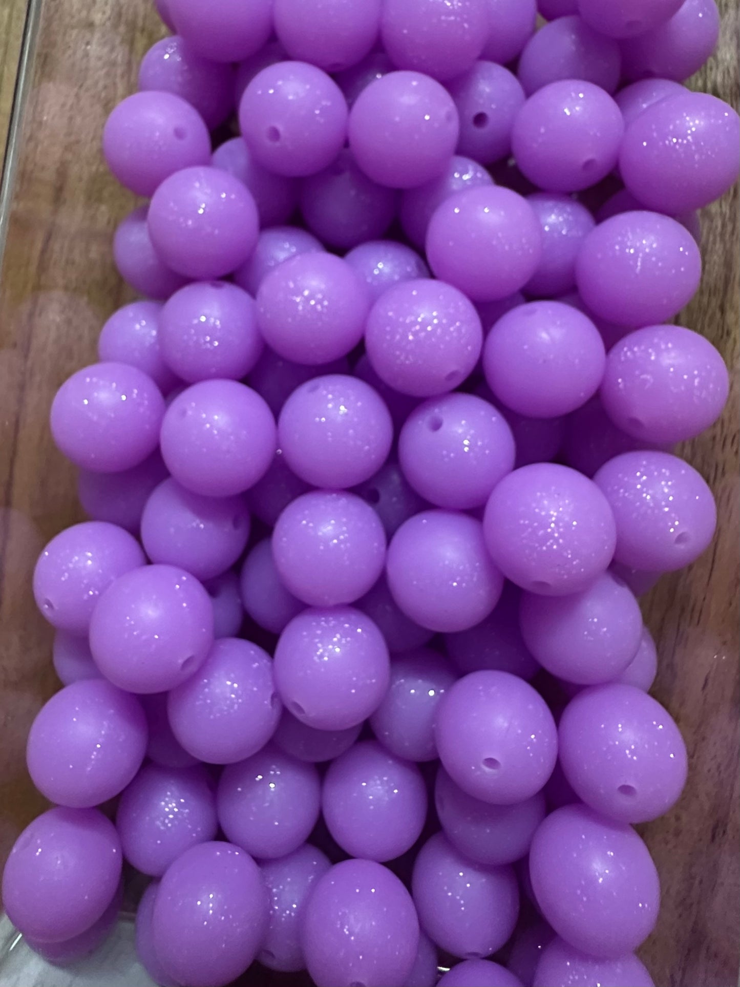 Purple- Glitter Silicone Bead 15mm