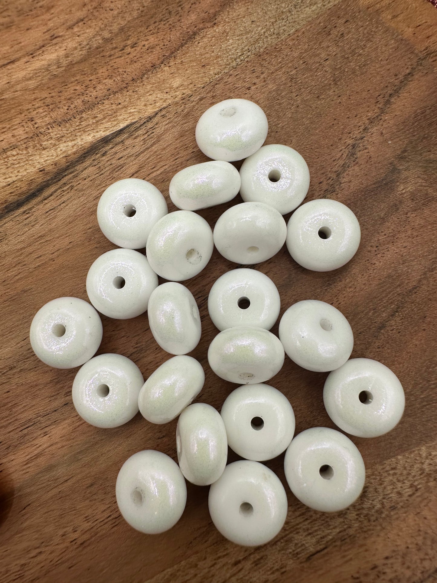 White Opal- Silicone Bead Abacus 14mm