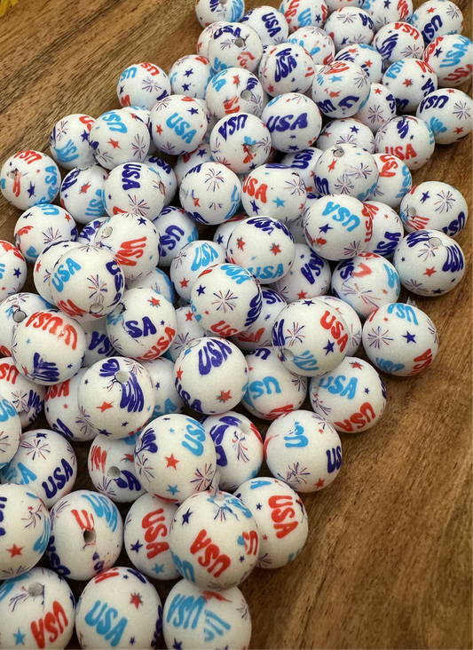 USA Print-  Silicone Bead 15mm