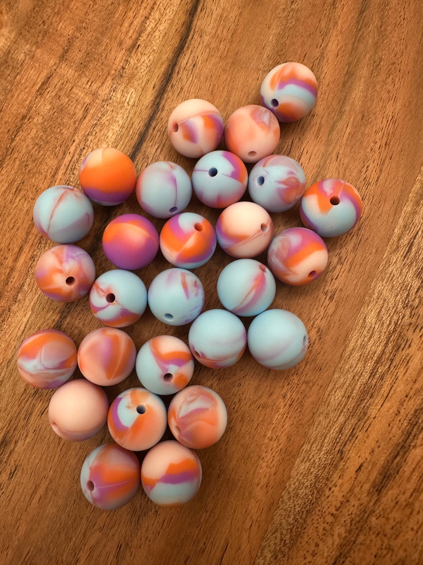Sherbet Print-  Silicone Bead 15mm