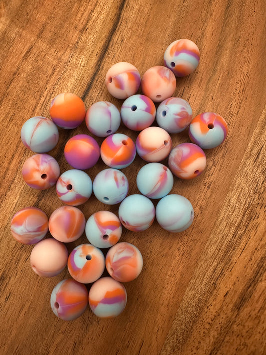 Sherbet Print-  Silicone Bead 15mm