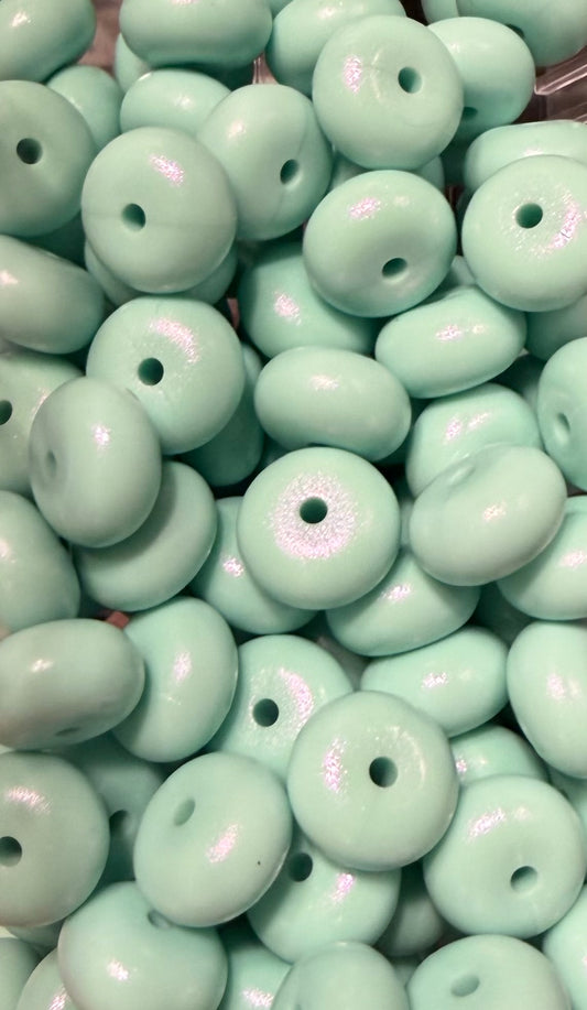 Light Aqua Opal- Silicone Bead Abacus 14mm