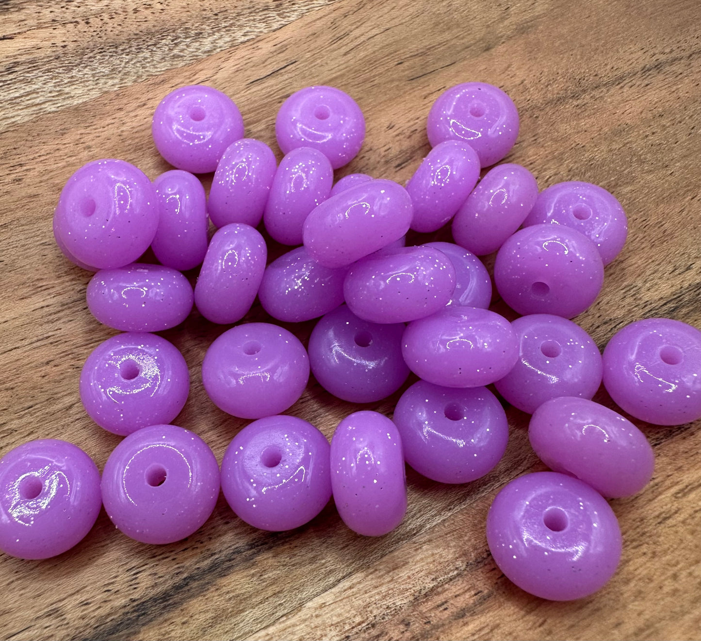 Purple Liquid Glitter- Silicone Bead Abacus 14mm
