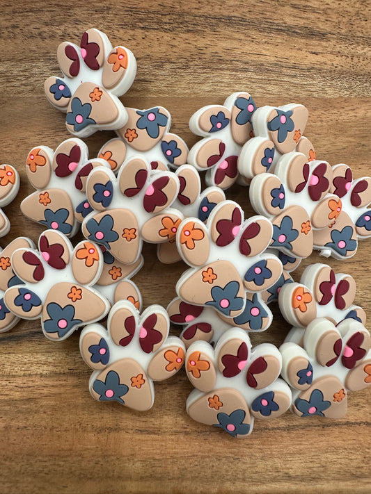 Floral Paw Print- Silicone Focal