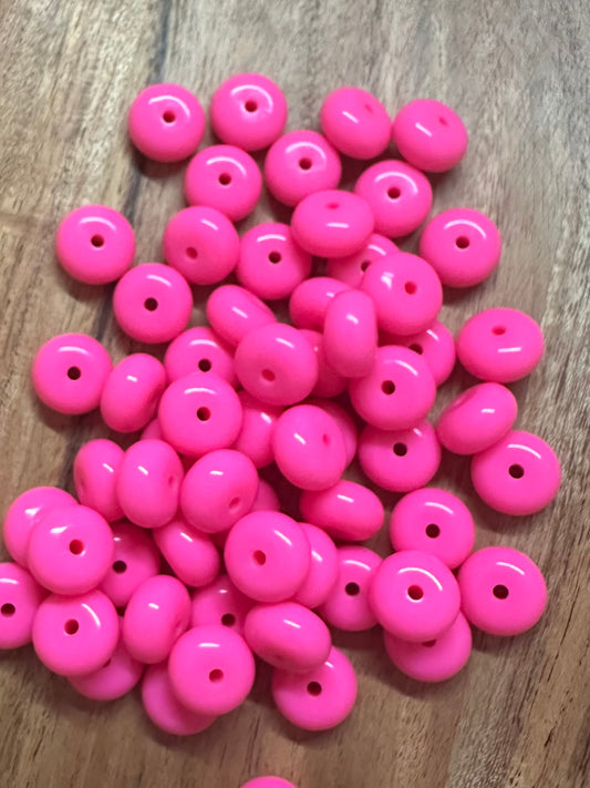 Hot Pink- Liquid Silicone Bead Abacus 14mm