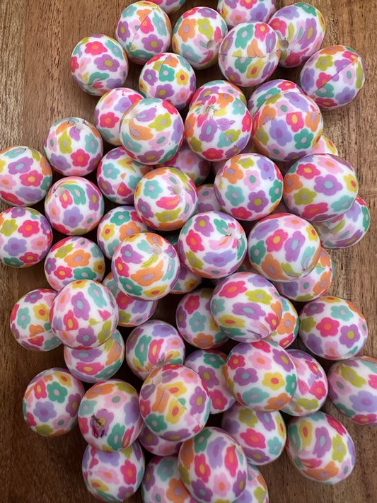 Spring Time Daisy-  Silicone Bead 15mm