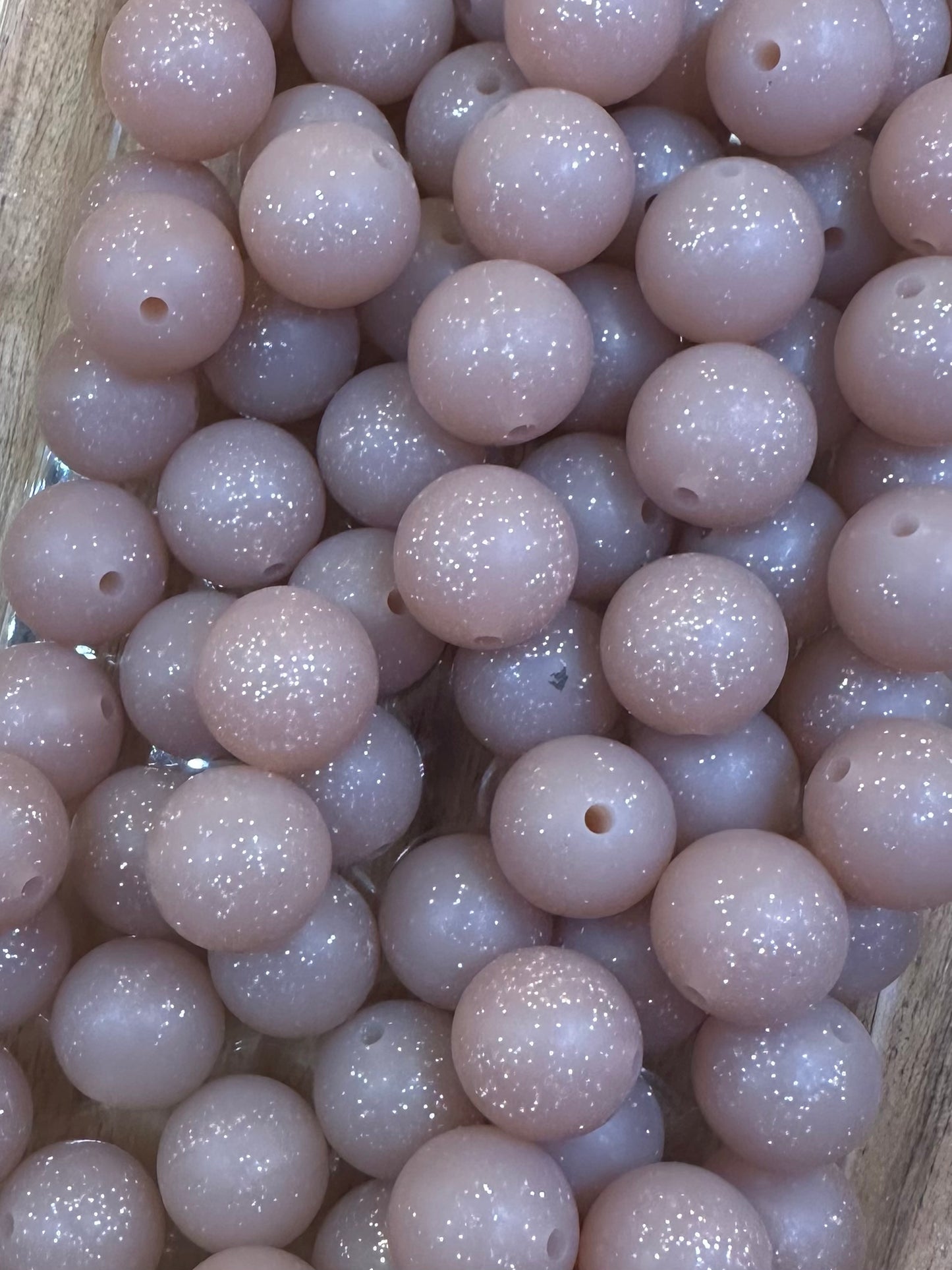Rose Gold- Glitter Silicone Bead 15mm