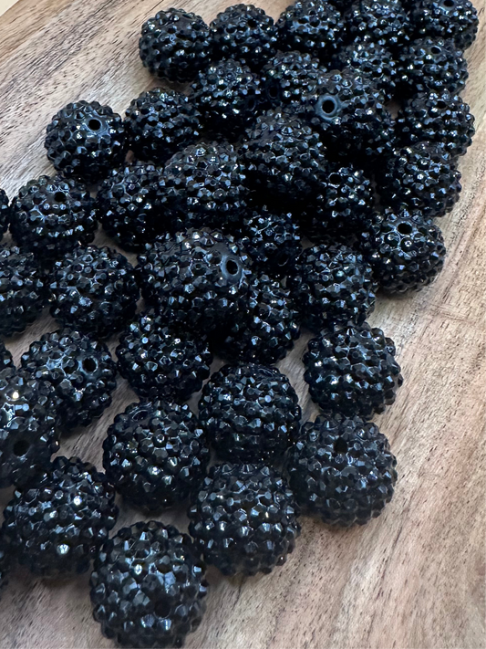 Black- Rhinestone Acrylic 20mm