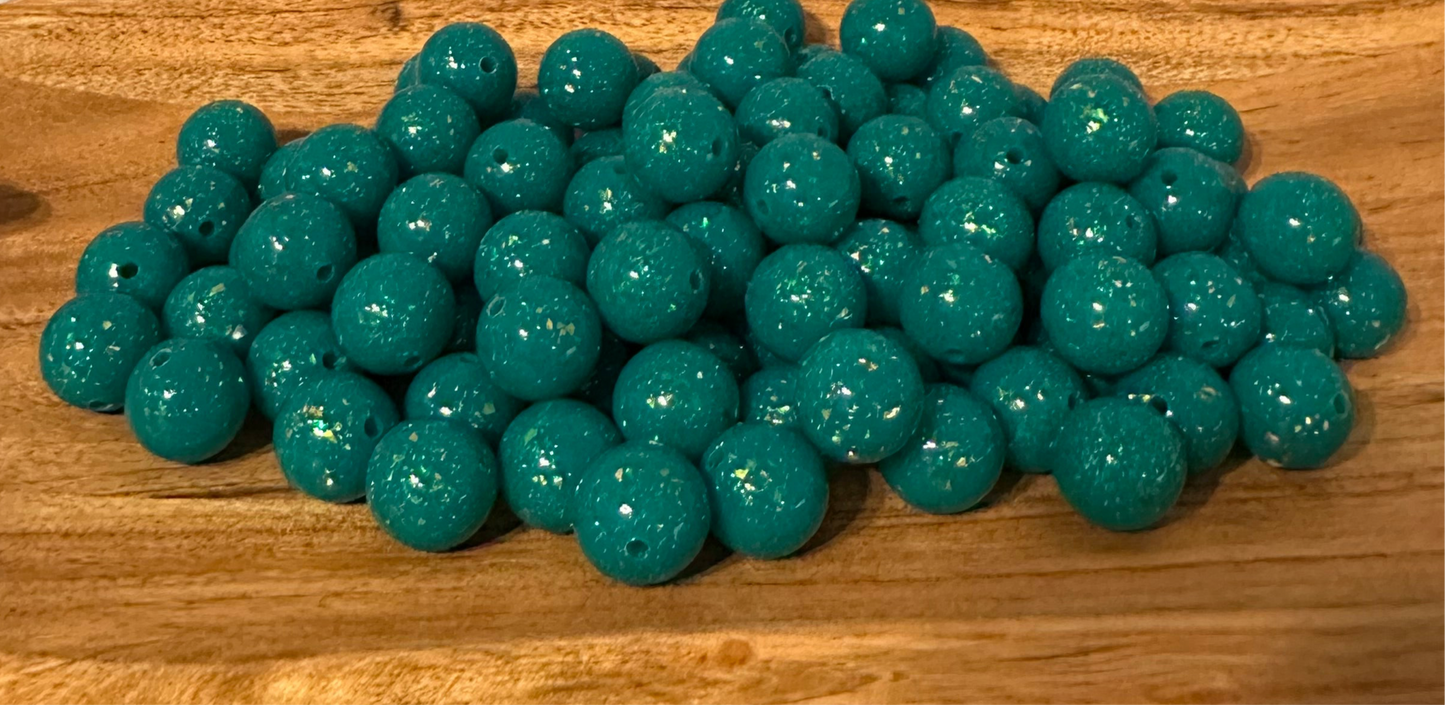 Emerald Glitz- Glitter Silicone Bead 15mm