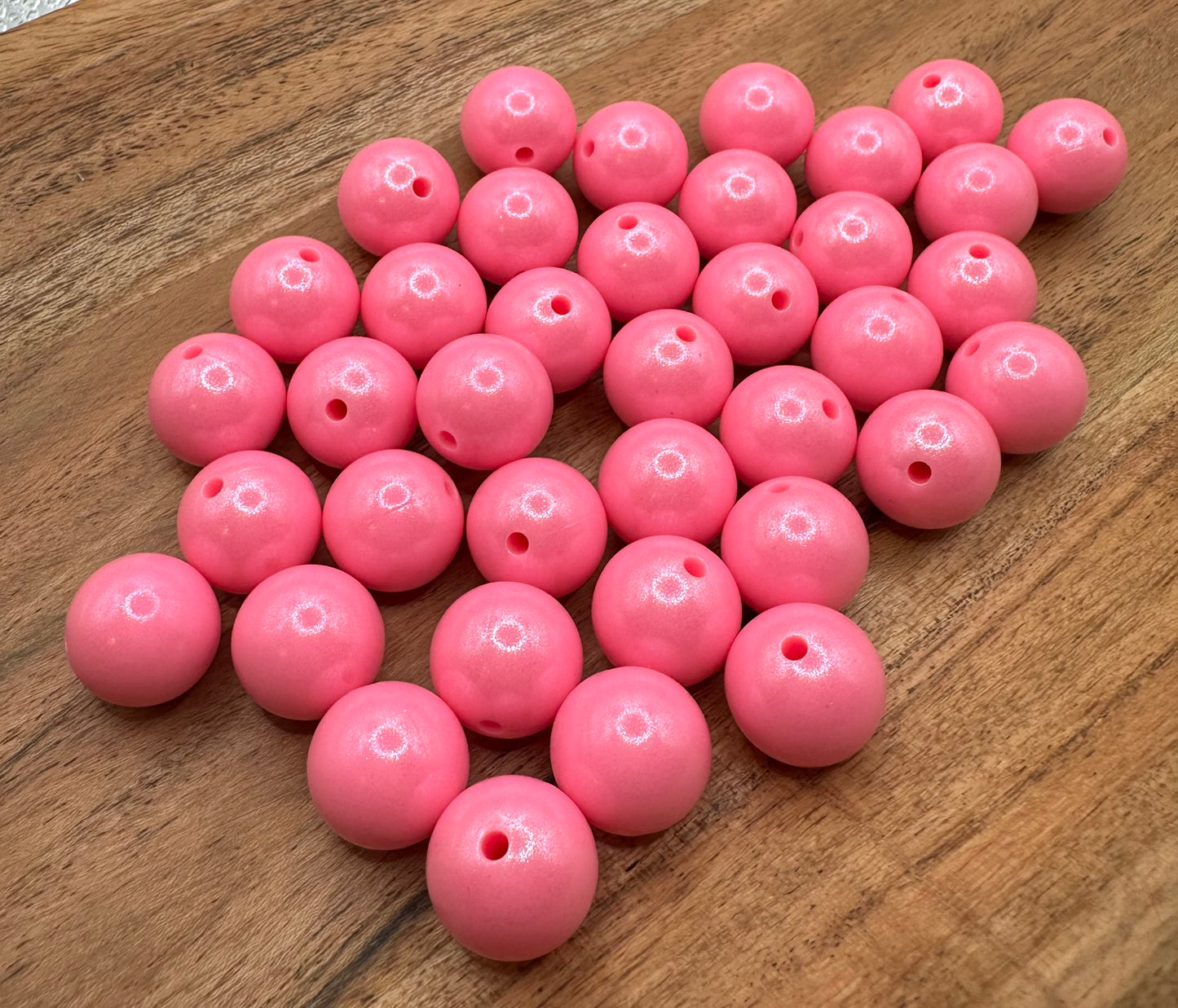 True Pink- Opal Silicone Bead 15mm