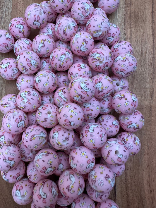 Silly Goose Print-  Silicone Bead 15mm