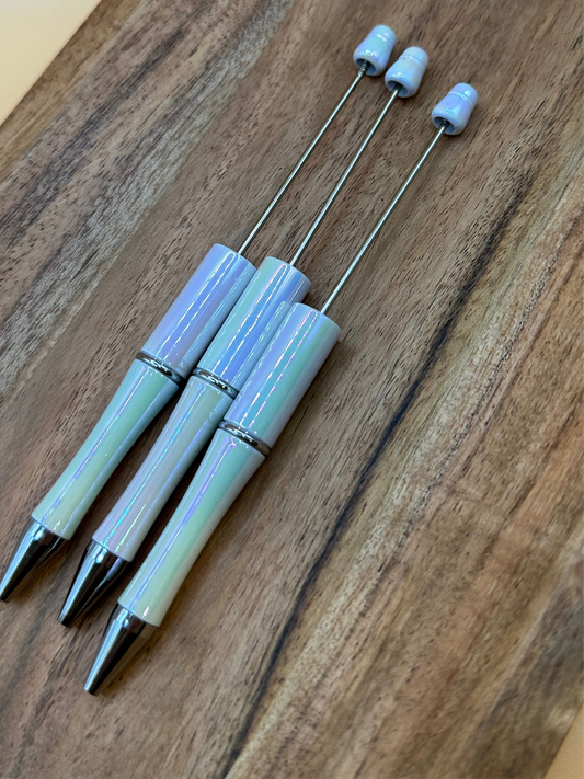 White Iridescent Opal- Beadable Pen