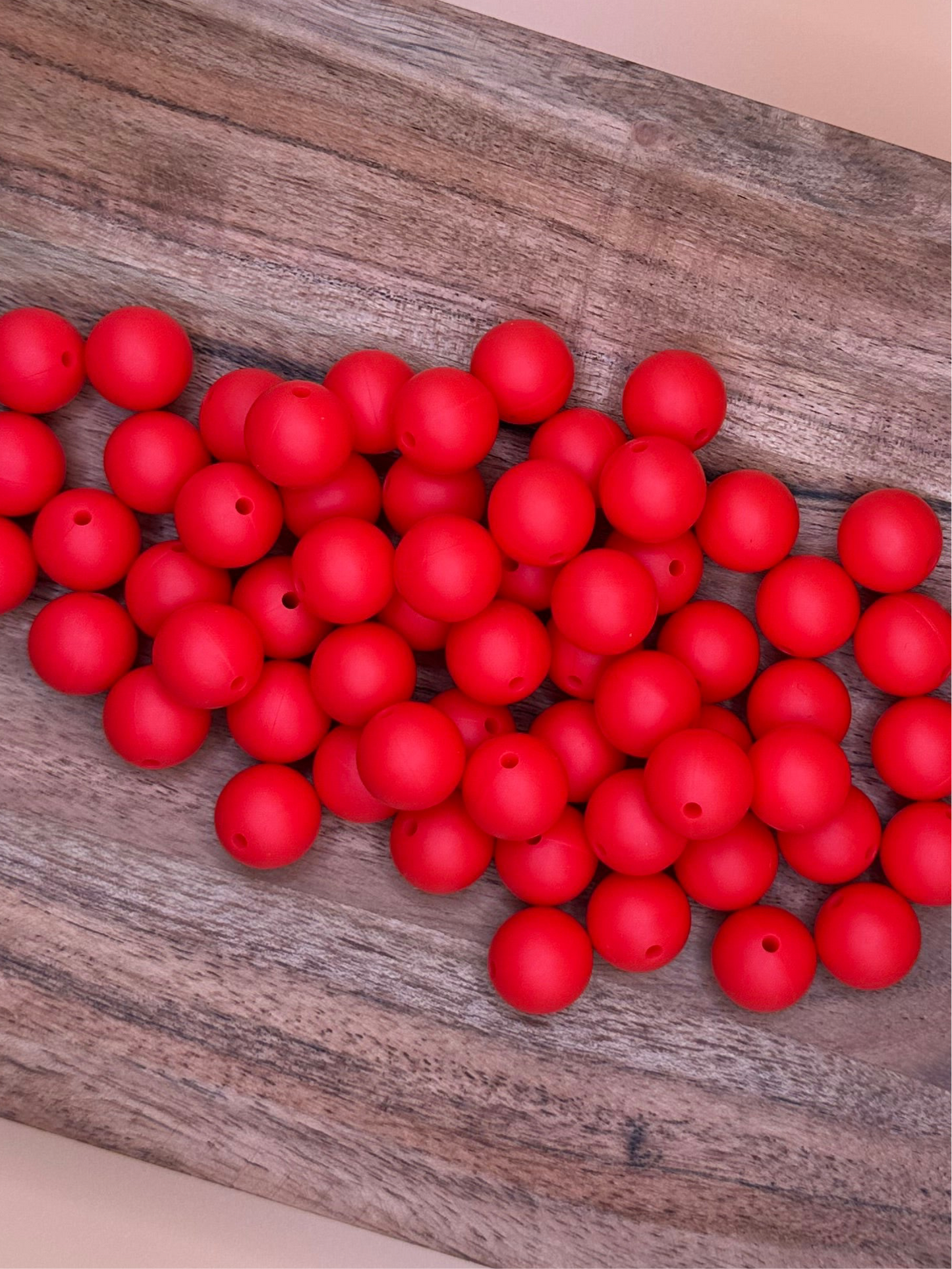 Red- Solid Silicone Bead 15mm