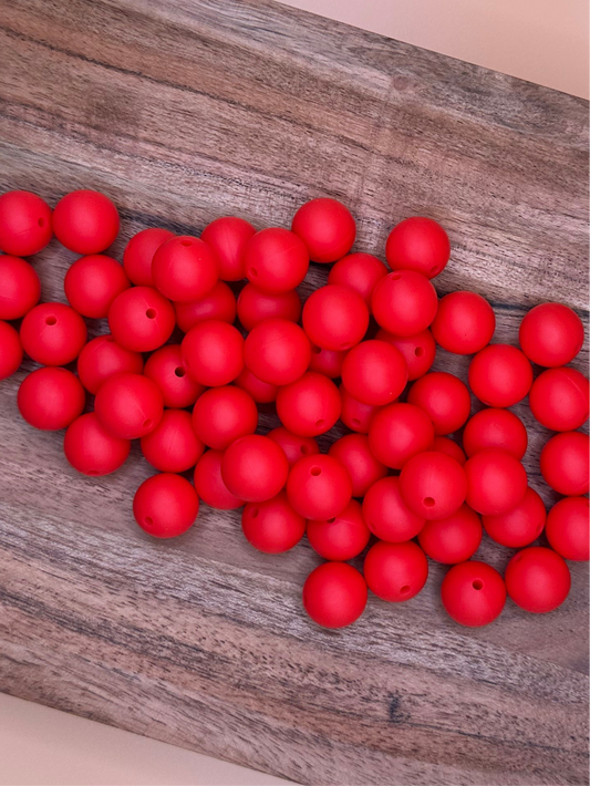 Red- Solid Silicone Bead 15mm