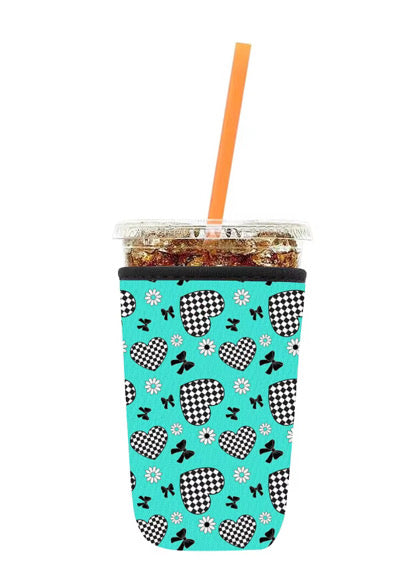 Turquoise Checkered Heart- Sleeve