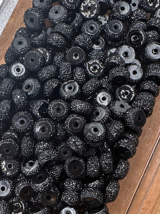 Abacus Spacer- Black Rhinestone