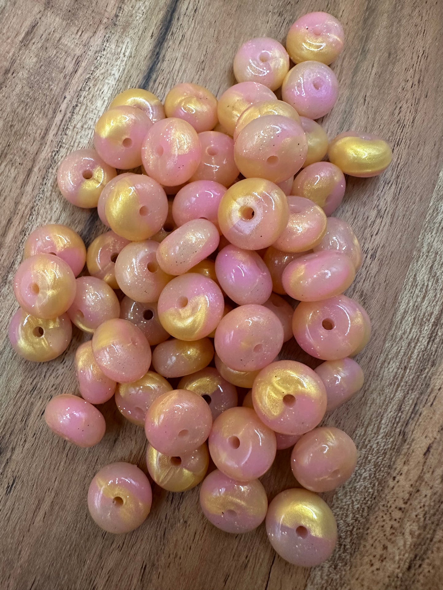 Pink & Gold Swirl- Silicone Bead Abacus 14mm