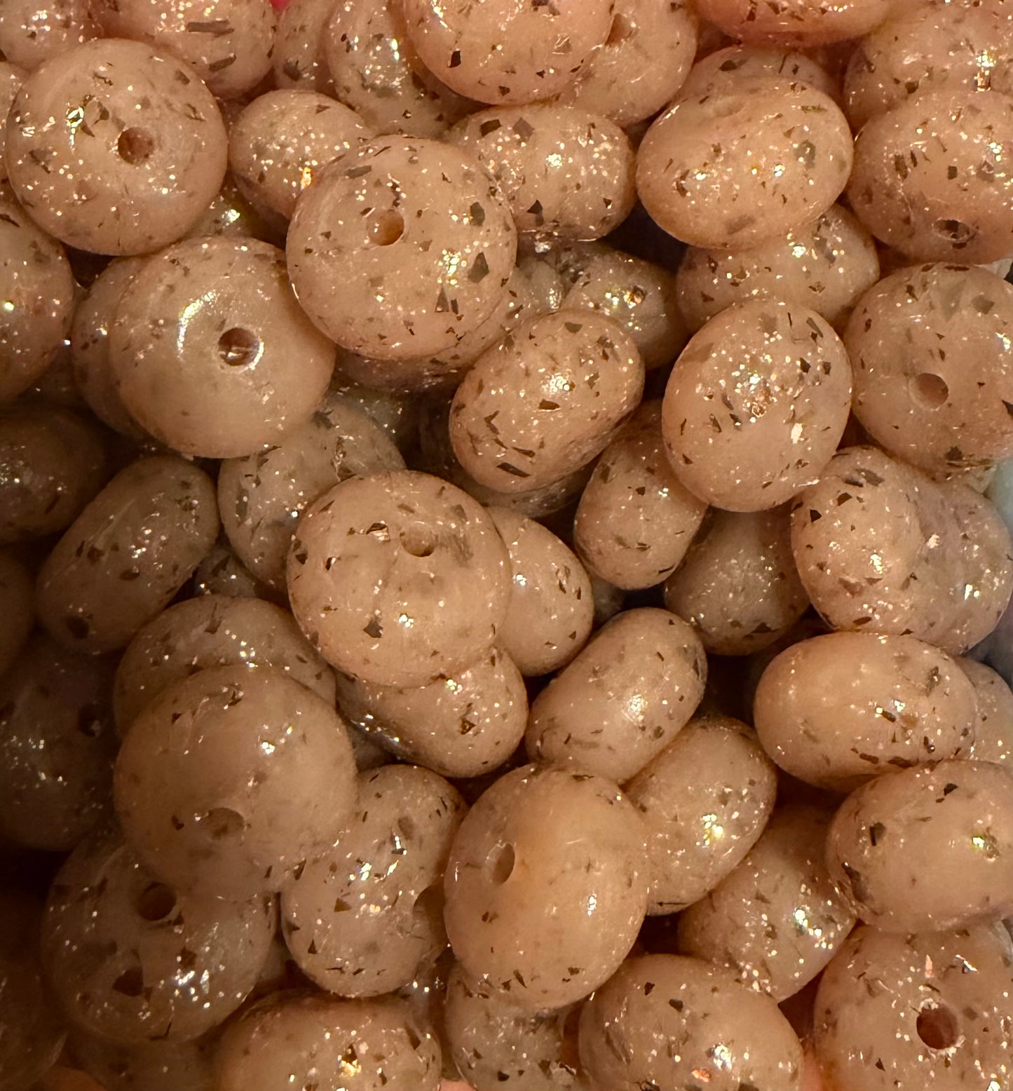 Brown- Speckle Silicone Bead Abacus 14mm