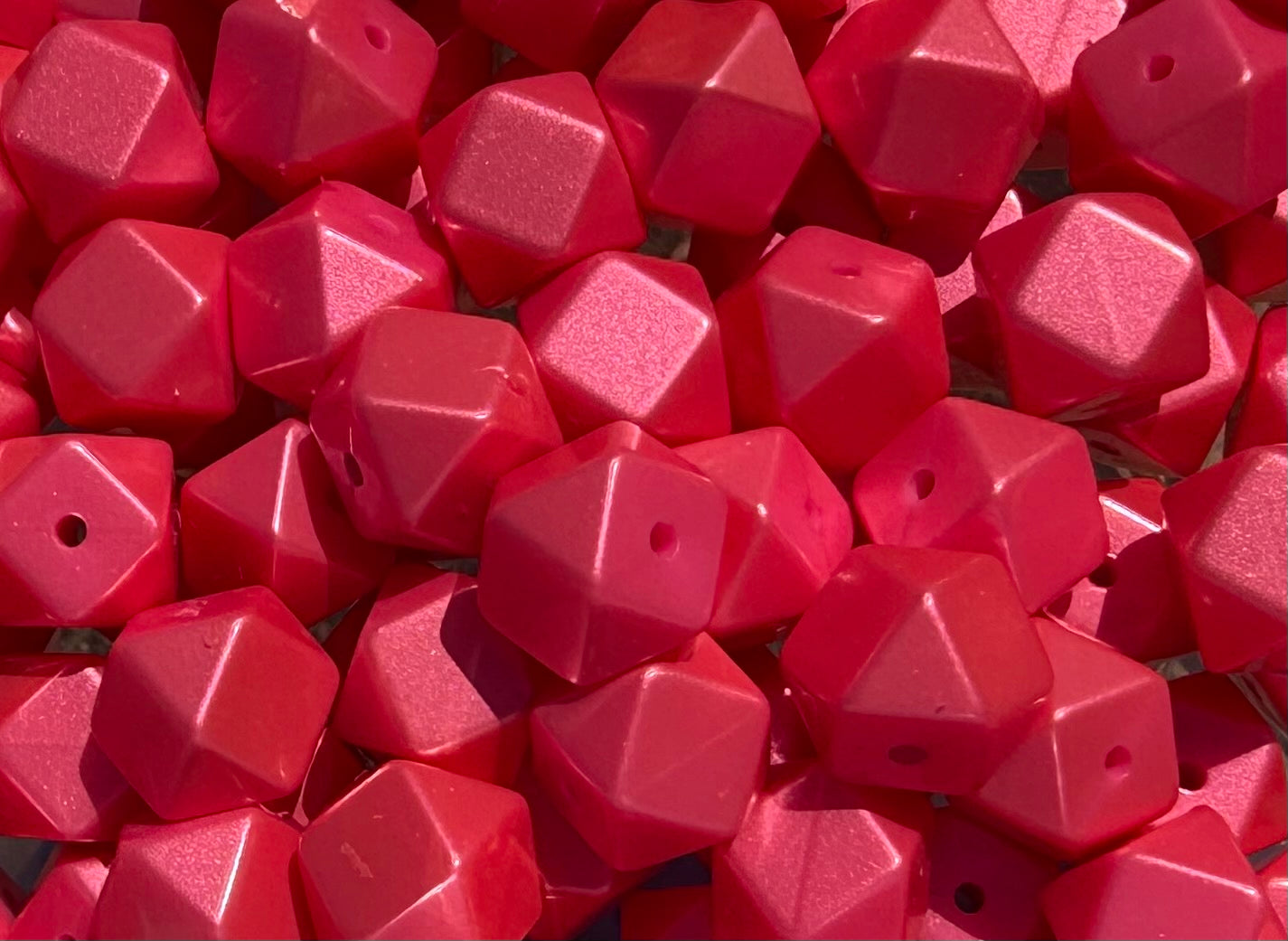 Flamingo Shimmer-  Hexagon Silicone Bead 15mm