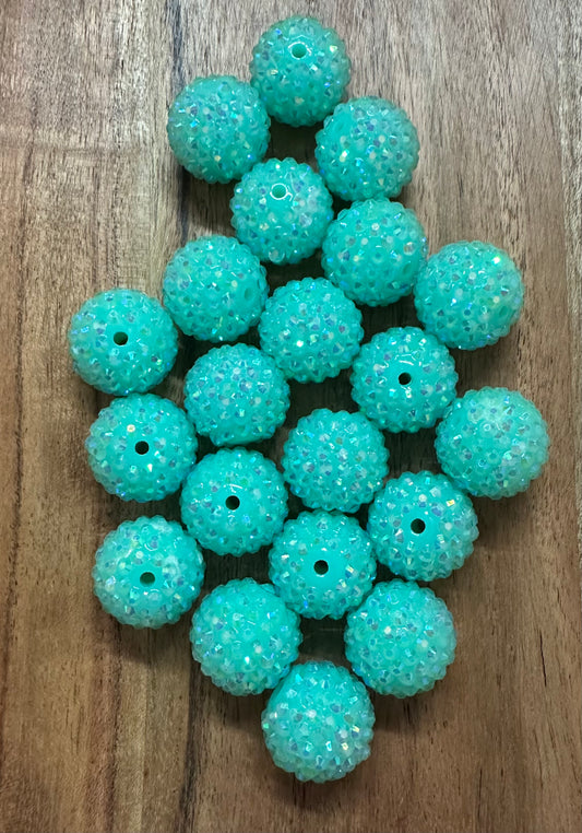 Mint- Rhinestone Acrylic 20mm