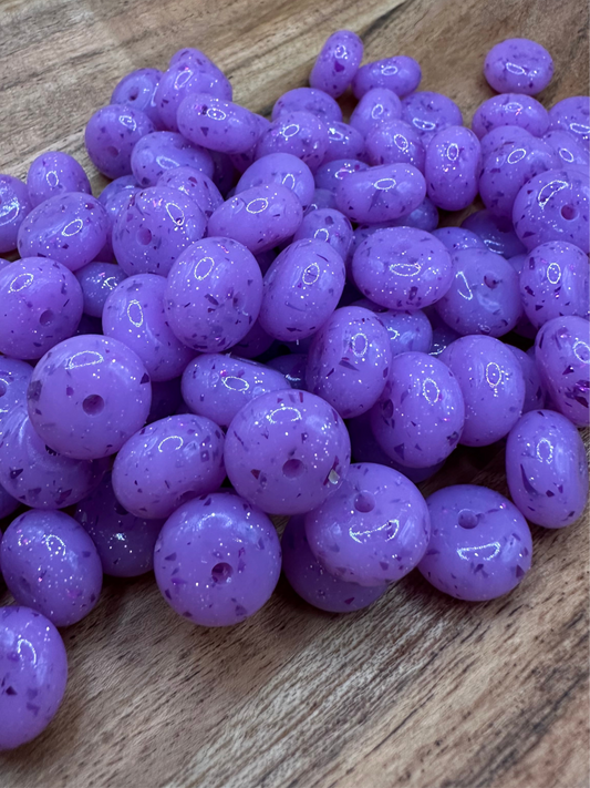 Purple- Speckle Silicone Bead Abacus 14mm