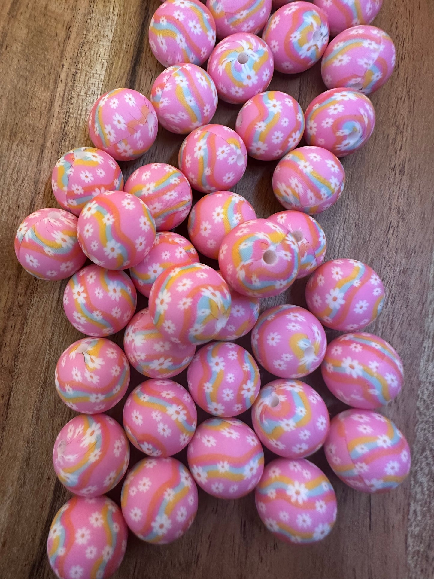 70s’ Daisies -  Silicone Bead 15mm