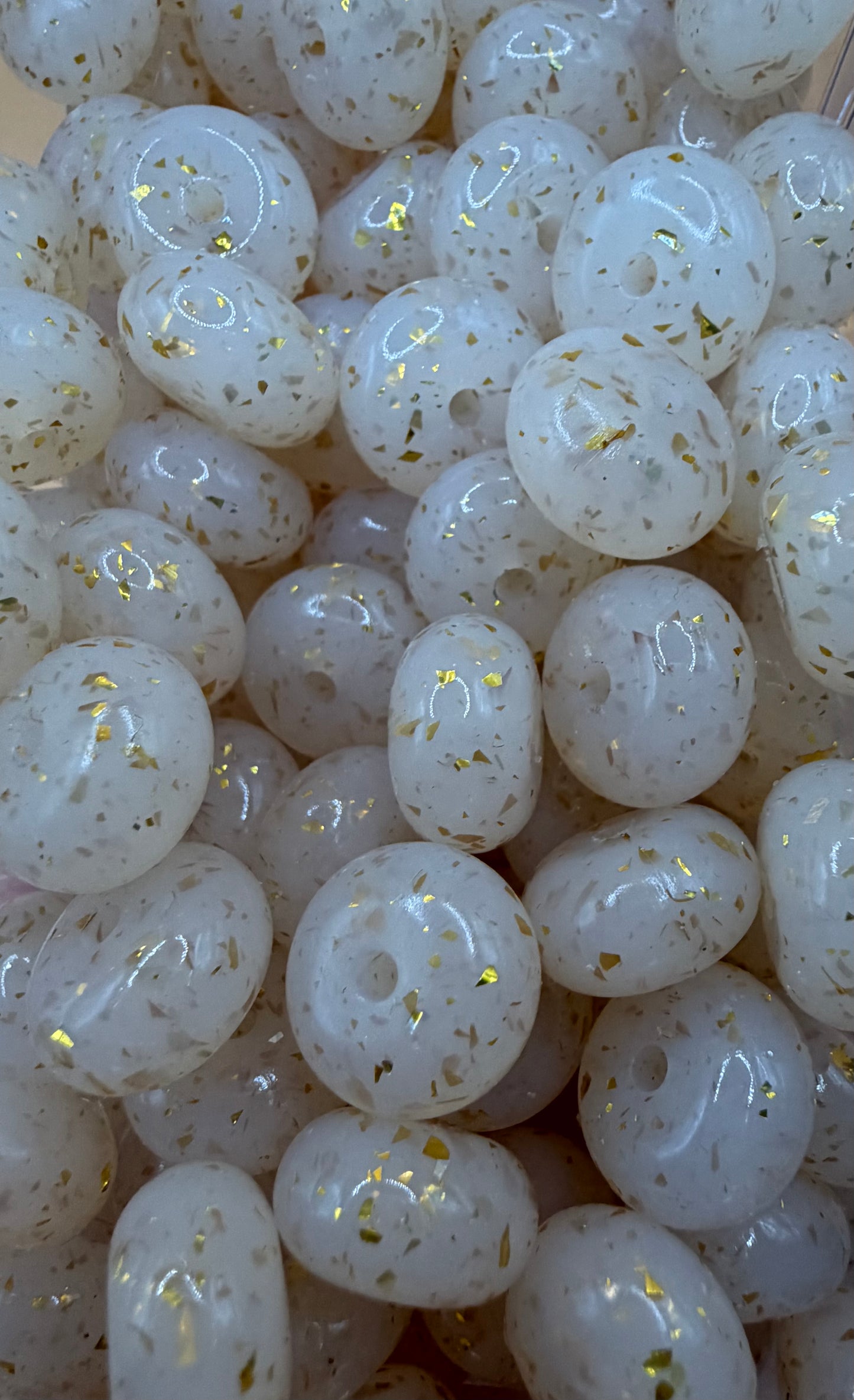 Clear & Gold- Speckle Silicone Bead Abacus 14mm