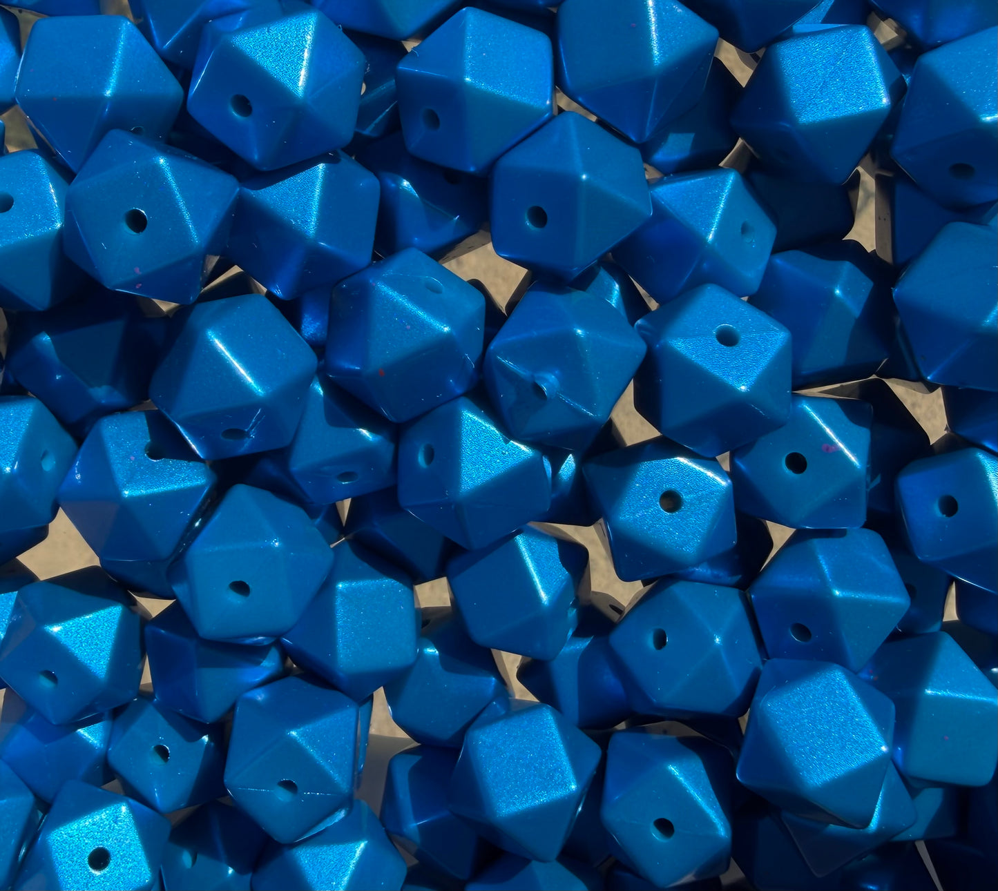 Blue Raspberry Shimmer-  Hexagon Silicone Bead 15mm