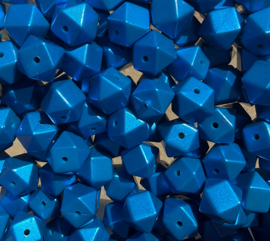 Blue Raspberry Shimmer-  Hexagon Silicone Bead 15mm