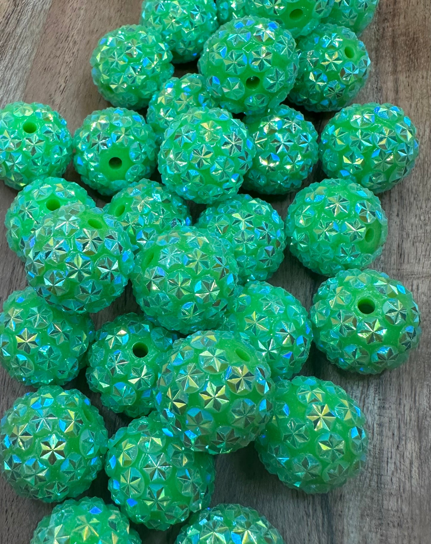 Lime Green Stars- Rhinestone Acrylic 20mm