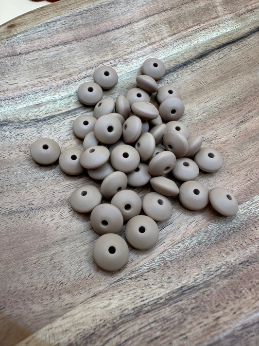 Light Brown Lentil- Silicone Bead