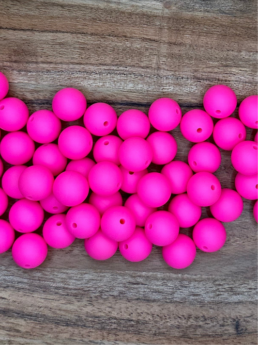 Hot Pink- Solid Silicone Bead 15mm